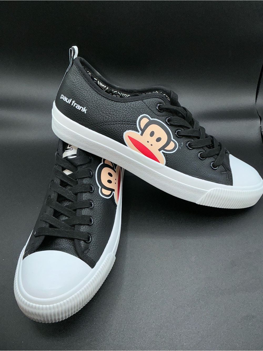 Paul Frank Vulky Lo Black/White Canvas Julius Monkey Lace-Up Sneaker Men US 10